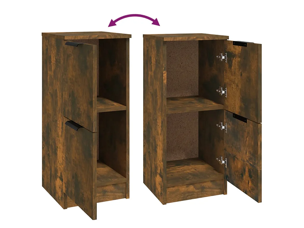 Dressoirs 2 st 30x30x70 cm bewerkt hout gerookt eikenkleurig