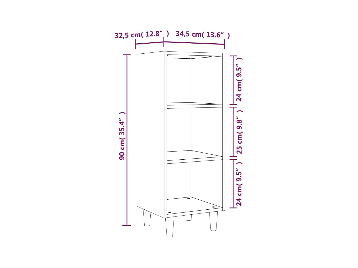 Buffet Chêne fumé 34,5x32,5x90 cm Bois d'ingénierie