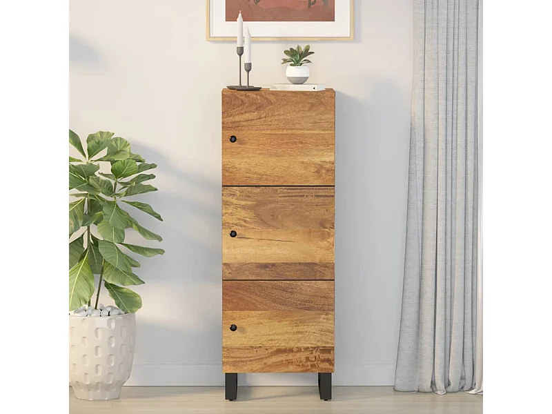Buffet avec 3 portes 40x33x110 cm bois massif manguier et fer
