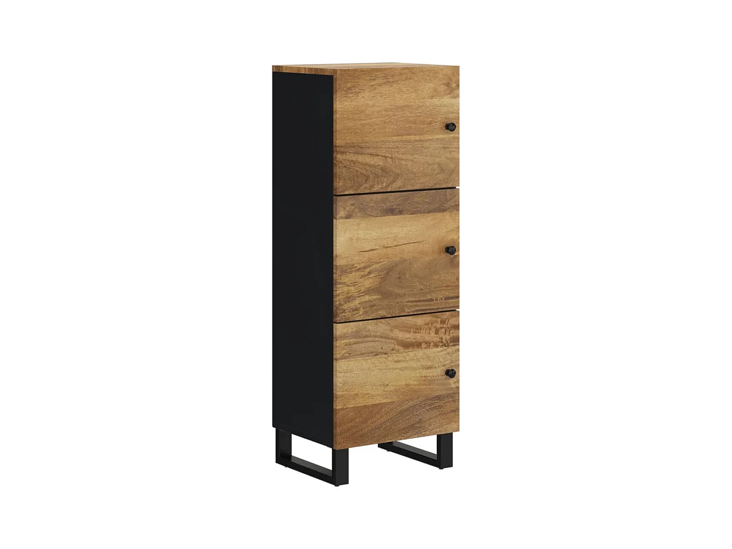 Buffet avec 3 portes 40x33x110 cm bois massif manguier et fer