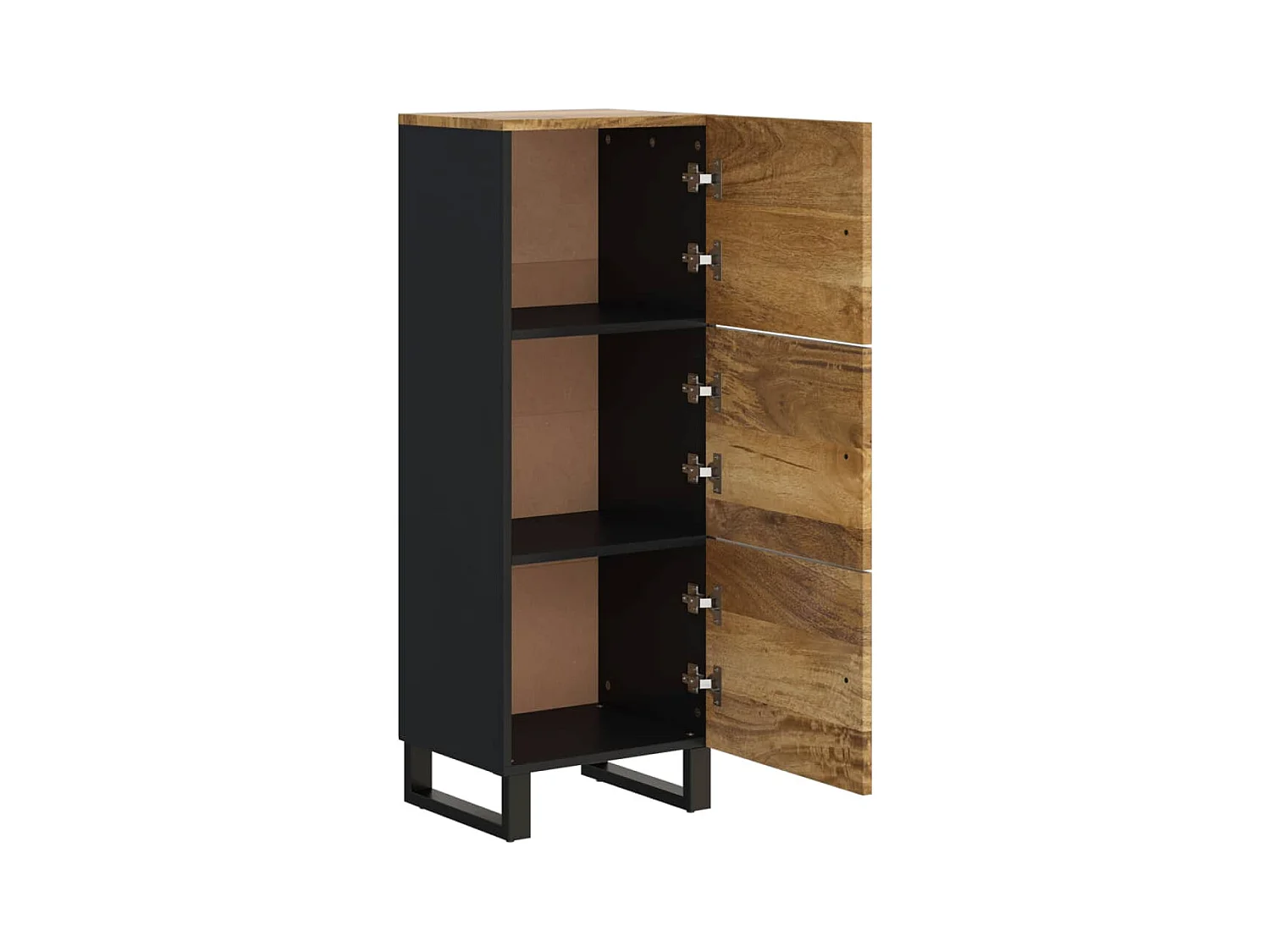 Buffet avec 3 portes 40x33x110 cm bois massif manguier et fer
