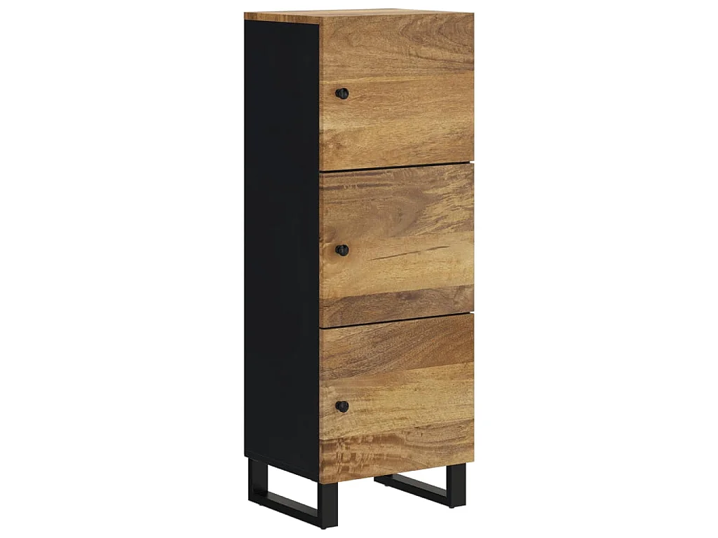 Buffet avec 3 portes 40x33x110 cm bois massif manguier et fer