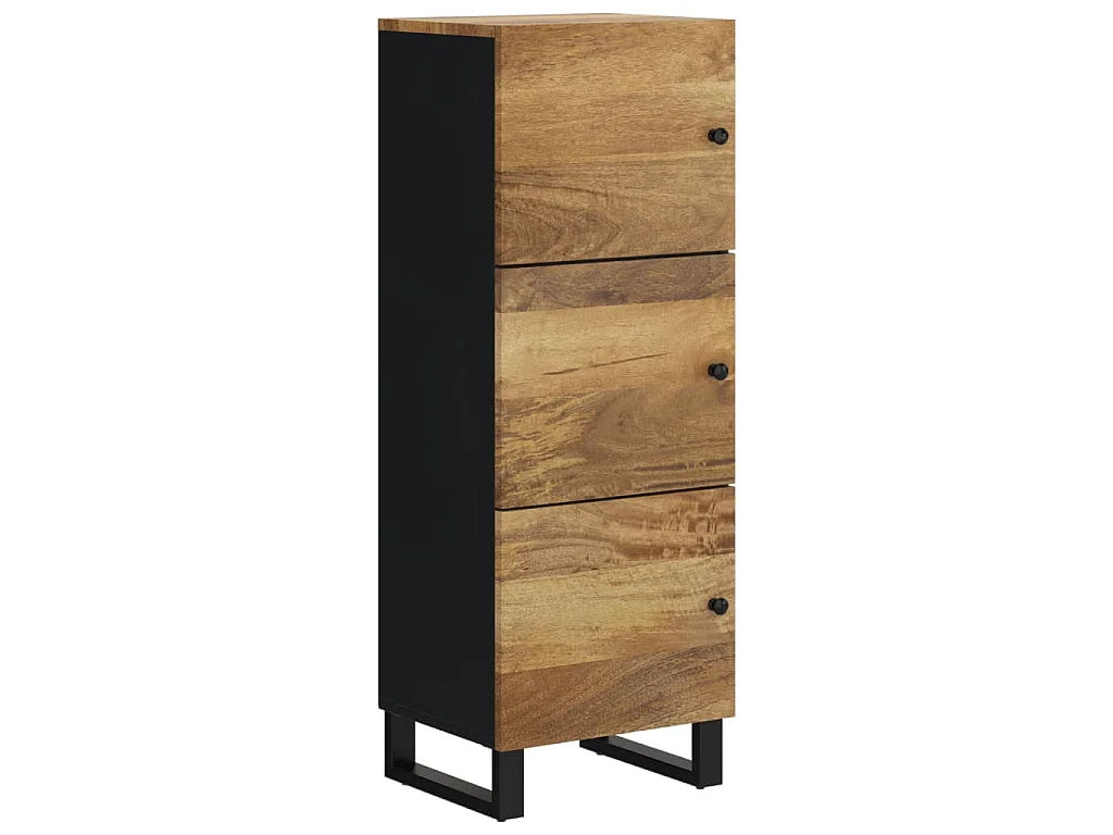 Buffet avec 3 portes 40x33x110 cm bois massif manguier et fer