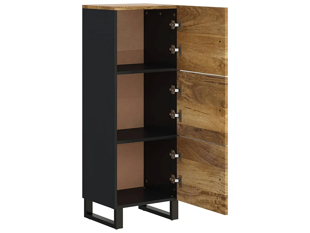 Buffet avec 3 portes 40x33x110 cm bois massif manguier et fer