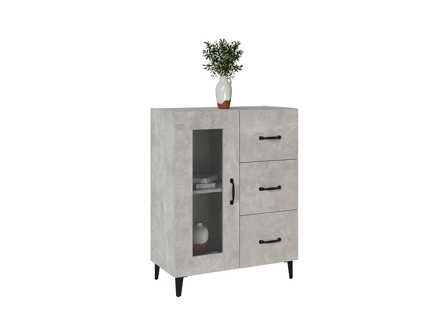 Aparador de madera de ingeniería gris hormigón 69,5x34x90 cm