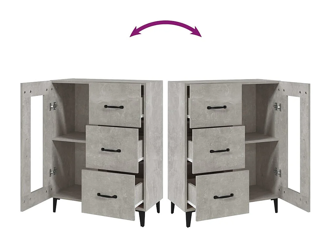 Dressoir 69,5x34x90 cm bewerkt hout betongrijs