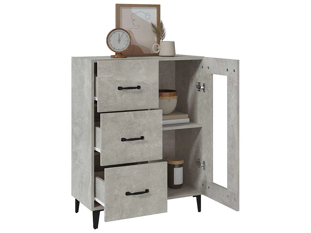 Dressoir 69,5x34x90 cm bewerkt hout betongrijs