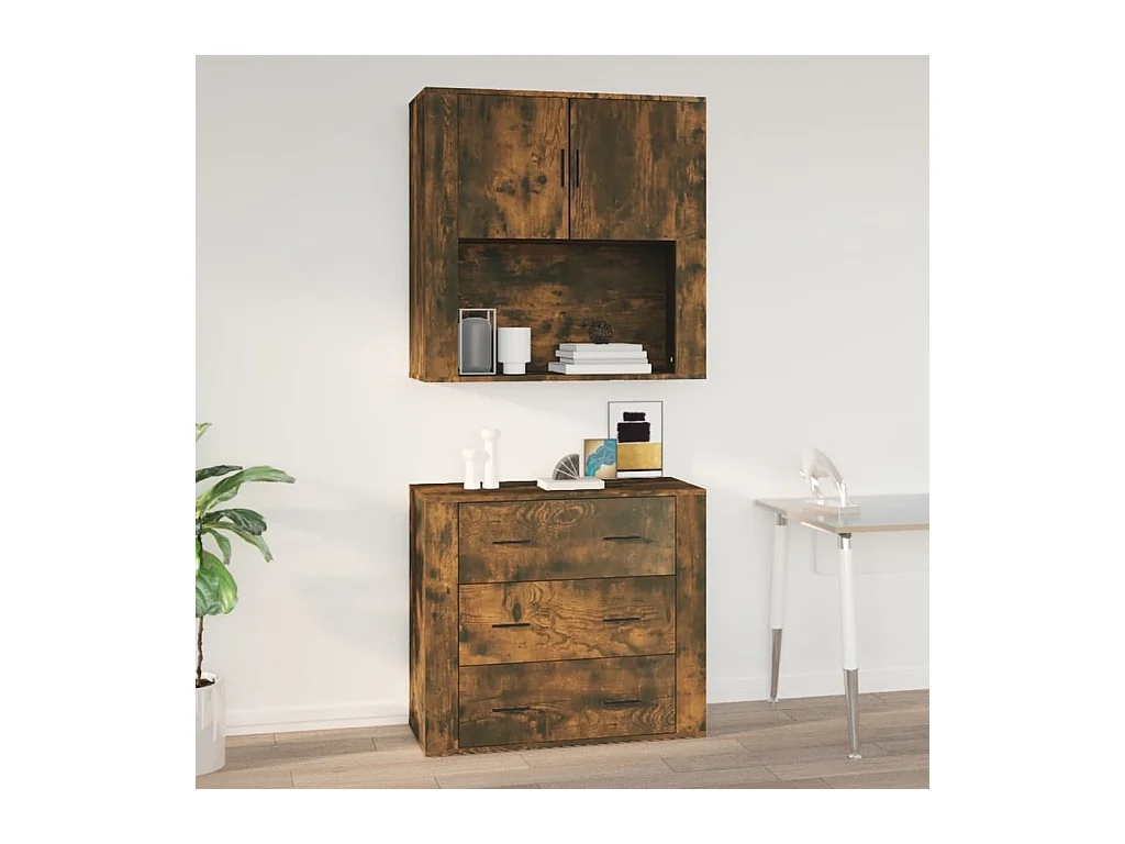 Armoire murale Chêne fumé 80x33x80 cm Bois d'ingénierie