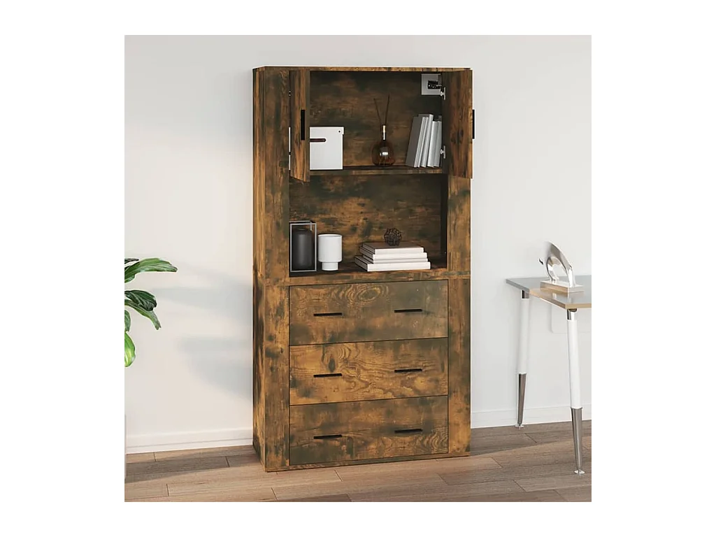 Armoire murale Chêne fumé 80x33x80 cm Bois d'ingénierie
