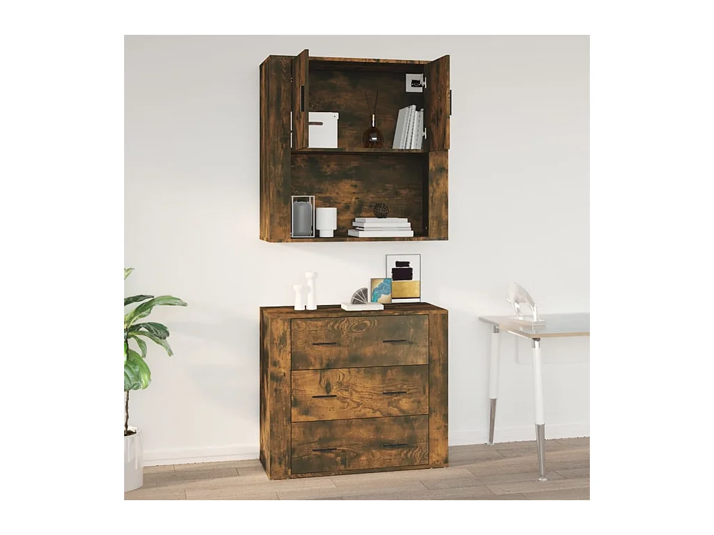 Armoire murale Chêne fumé 80x33x80 cm Bois d'ingénierie