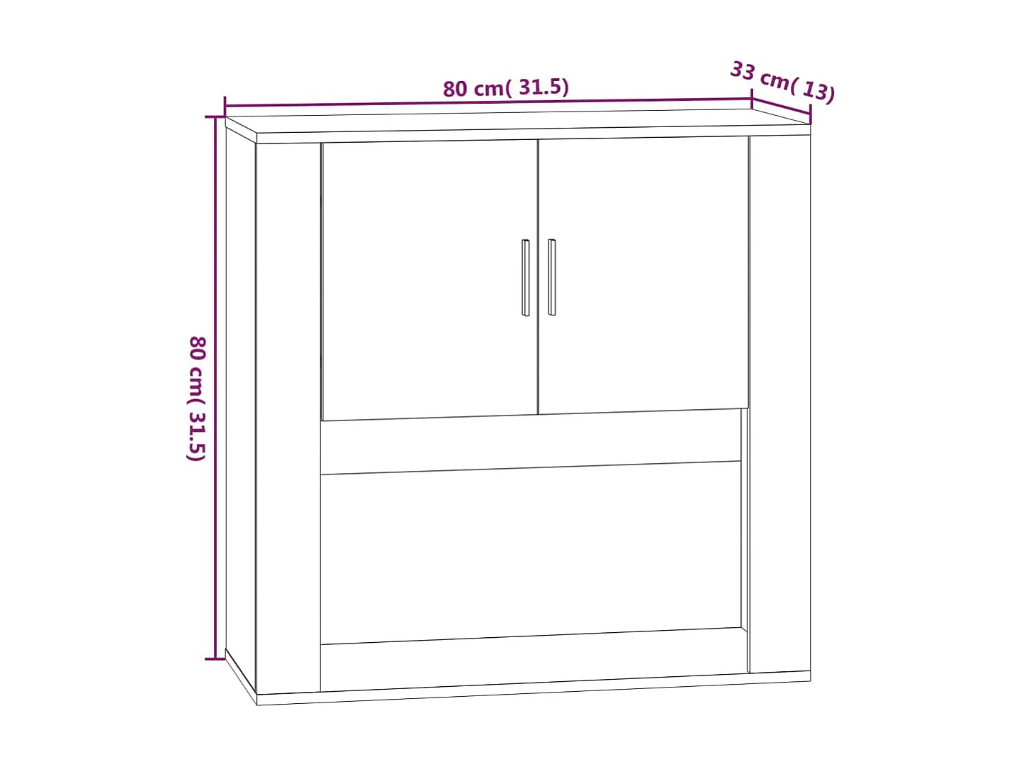 Wandkast 80x33x80 cm bewerkt hout gerookt eikenkleurig