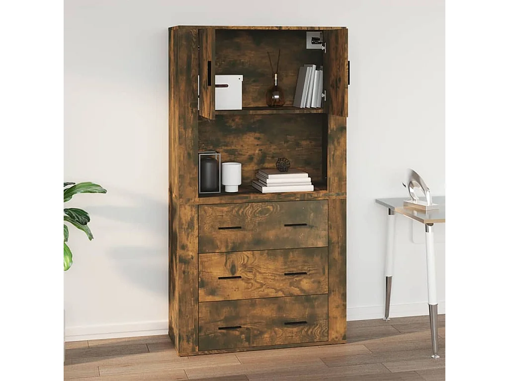 Wandkast 80x33x80 cm bewerkt hout gerookt eikenkleurig