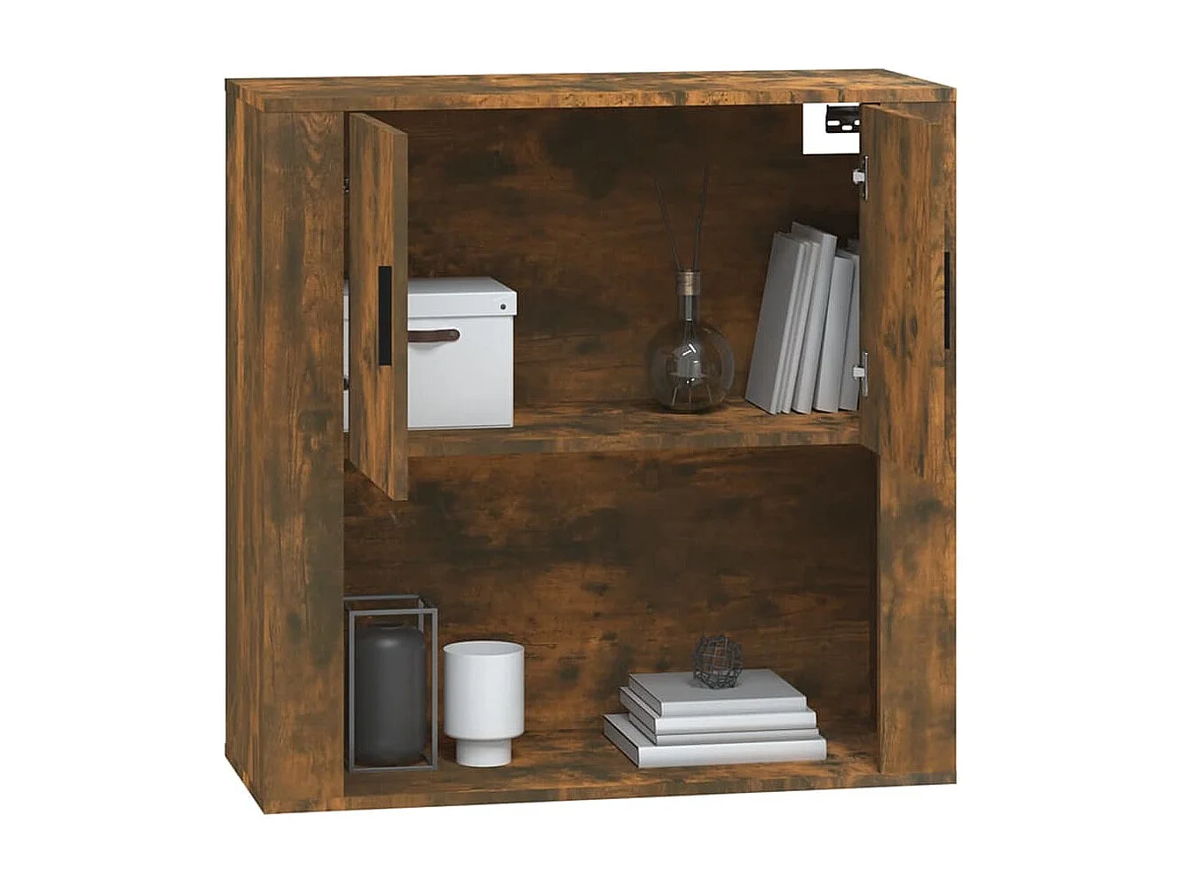 Wandkast 80x33x80 cm bewerkt hout gerookt eikenkleurig