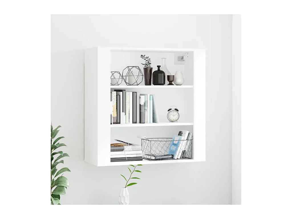 Wandkast 80x33x80 cm bewerkt hout wit