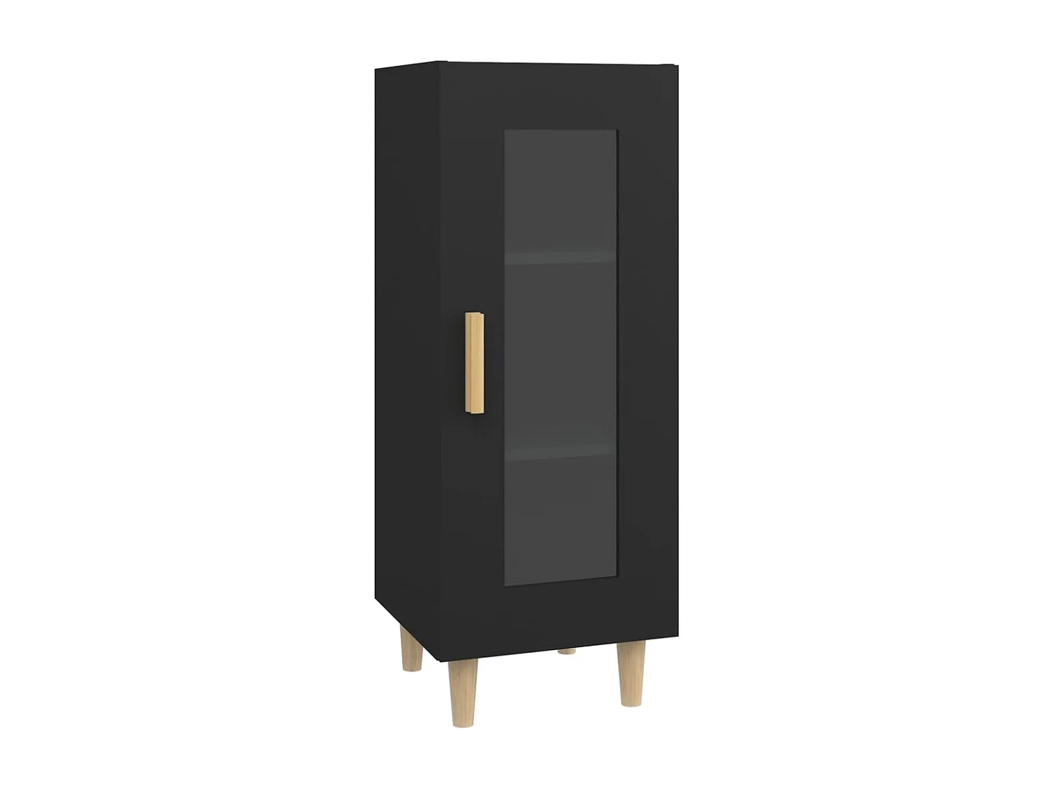 Aparador de madera contrachapada negro 34,5x34x90 cm