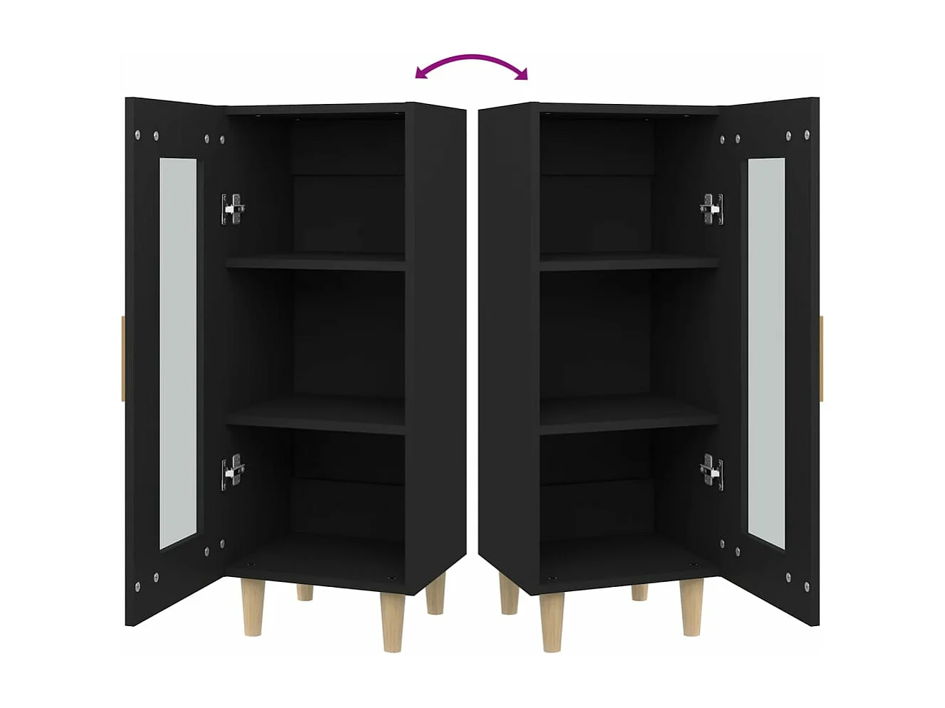 Aparador de madera contrachapada negro 34,5x34x90 cm