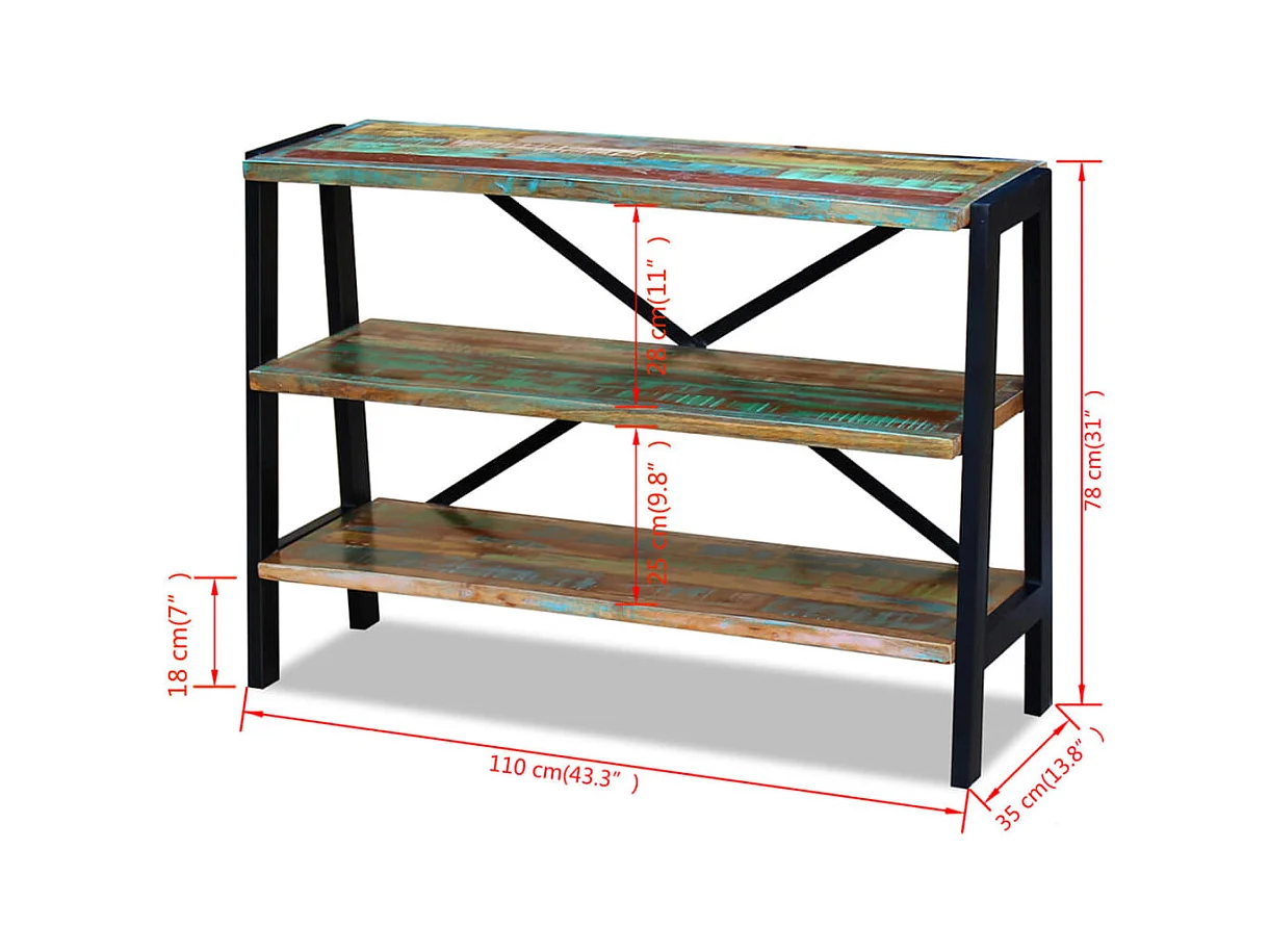 Buffet 3 étagères Bois de récupération massif