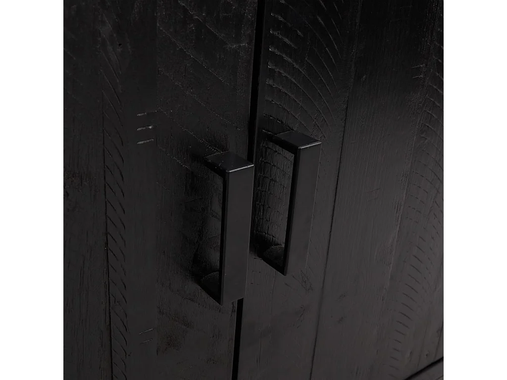 Sideboard Schwarz 75x35x70 cm Massivholz Kiefer