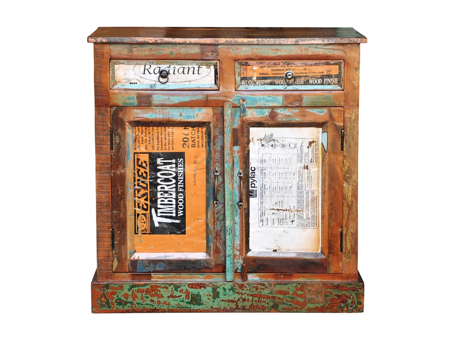 Placard vintage avec 2 tiroirs 2 portes Bois massif récupéré