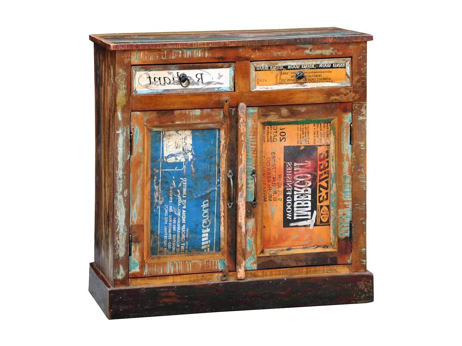 Placard vintage avec 2 tiroirs 2 portes Bois massif récupéré