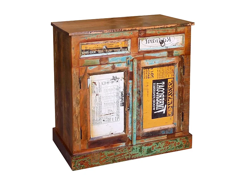 Placard vintage avec 2 tiroirs 2 portes Bois massif récupéré