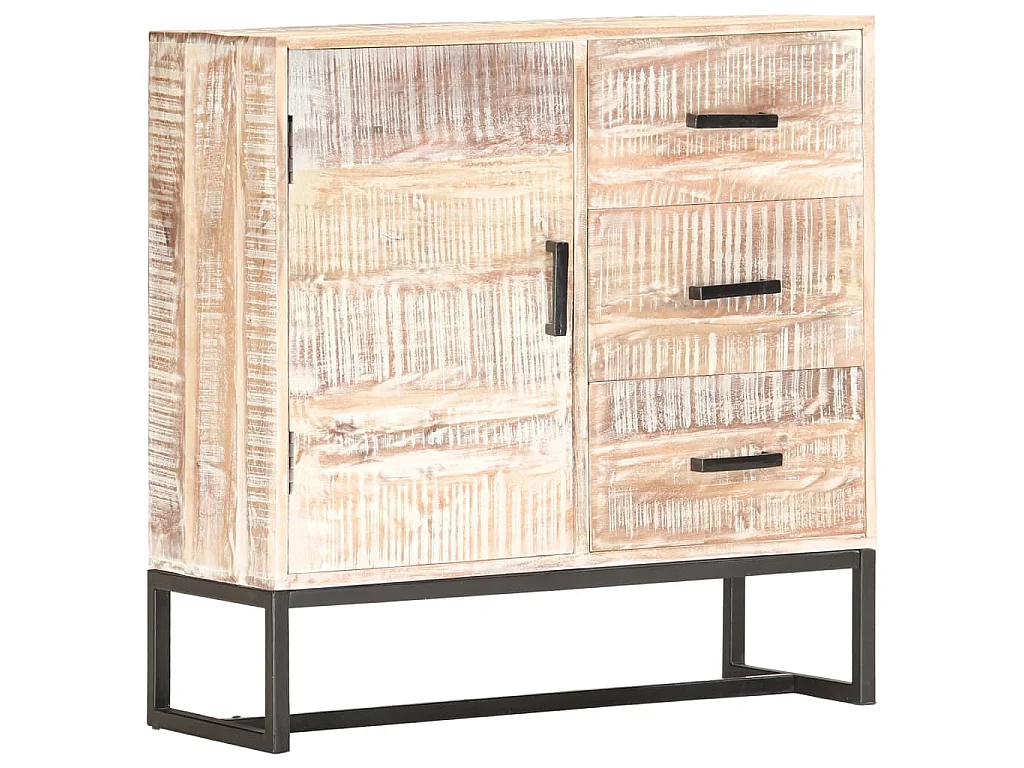 Buffet Blanc 73x30x75 cm Bois d'acacia massif