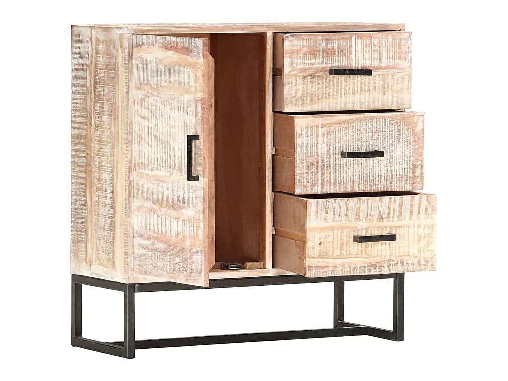 Buffet Blanc 73x30x75 cm Bois d'acacia massif