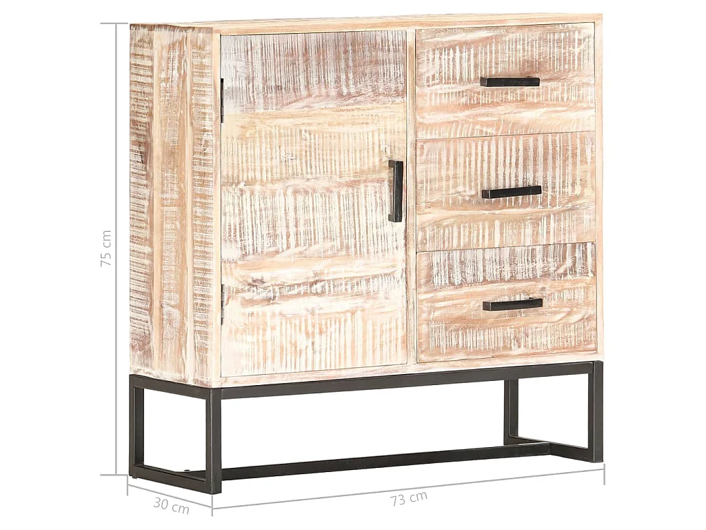 Buffet Blanc 73x30x75 cm Bois d'acacia massif