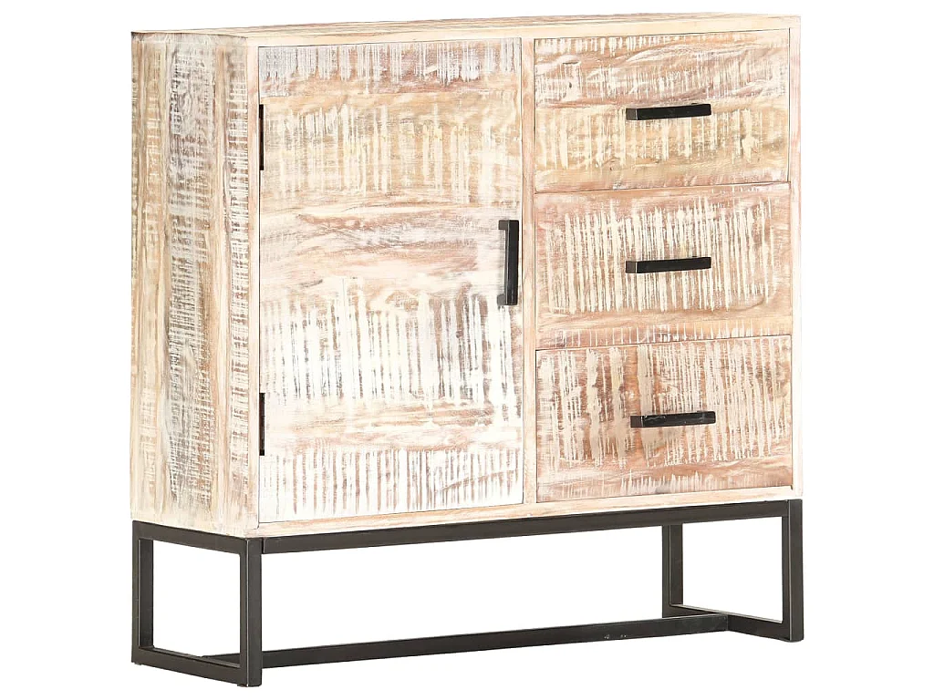 Buffet Blanc 73x30x75 cm Bois d'acacia massif
