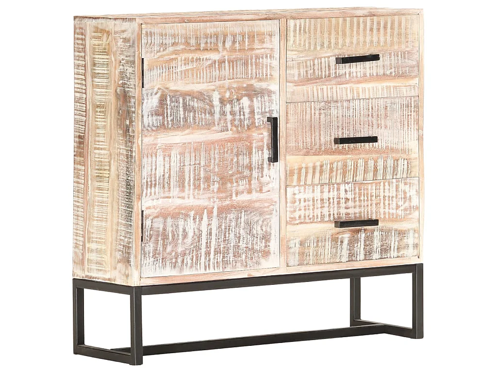 Buffet Blanc 73x30x75 cm Bois d'acacia massif