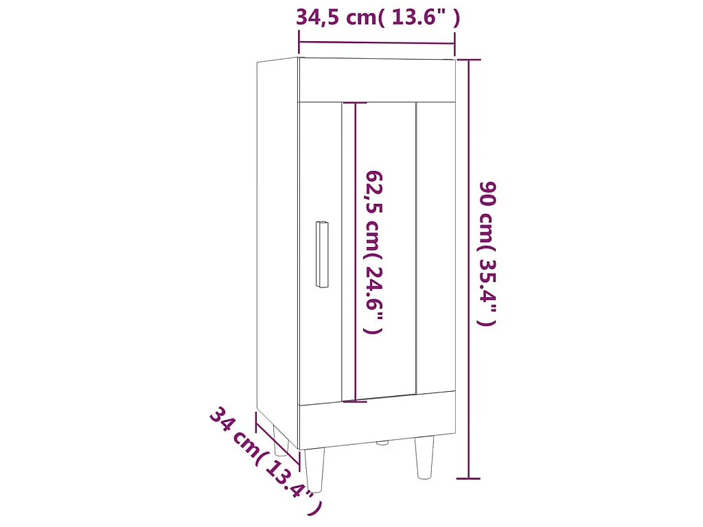 Buffet Gris béton 34,5x34x90 cm Bois d'ingénierie
