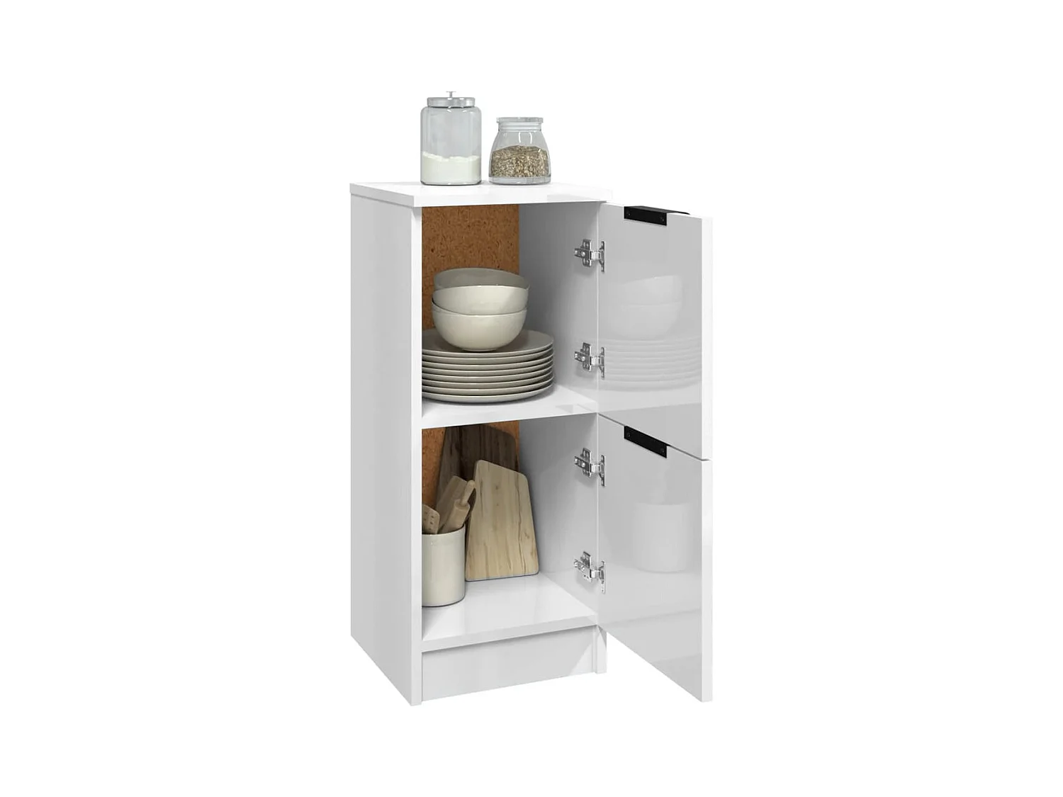 Dressoirs 2 st 30x30x70 cm bewerkt hout hoogglans wit