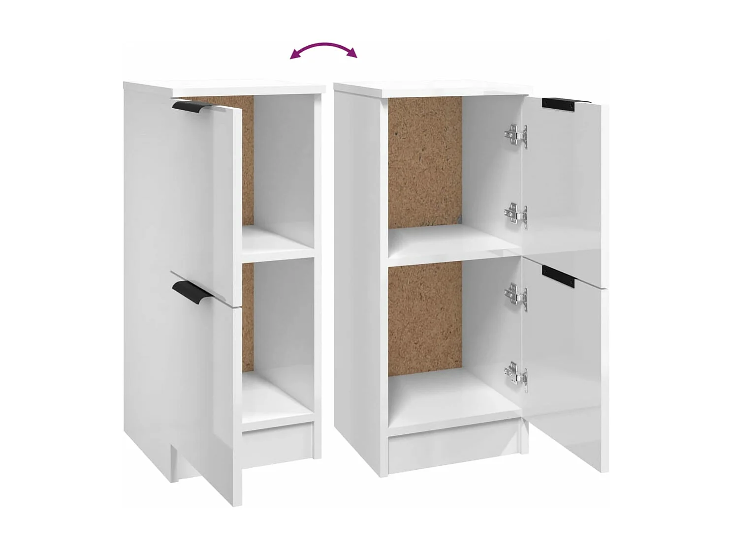 Sideboards 2 Stk. Hochglanz-Weiß 30x30x70 cm Holzwerkstoff