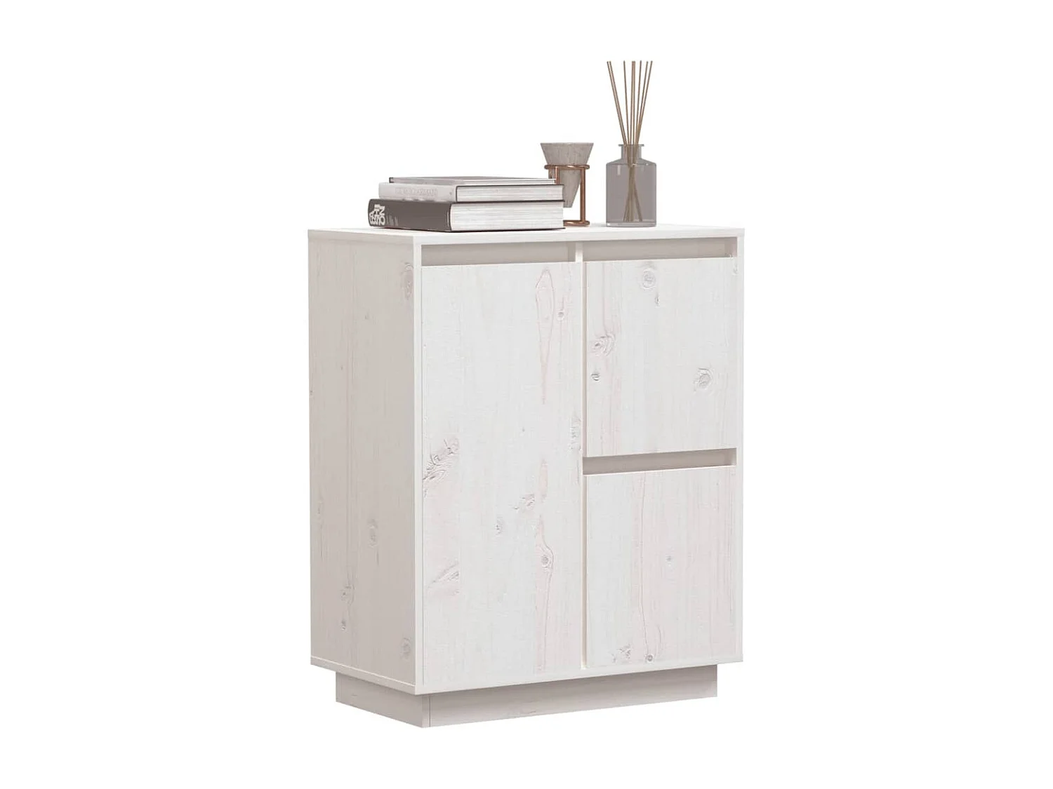 Buffet Blanc 60x34x75 cm Bois massif de pin