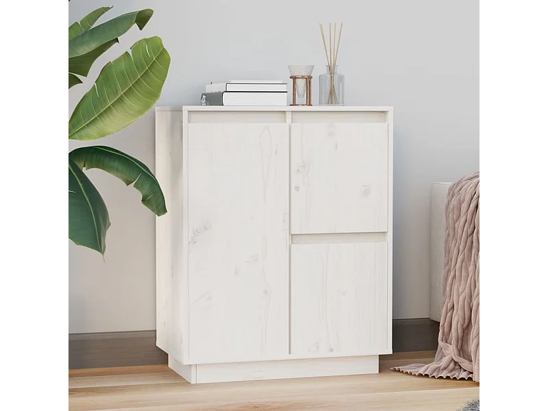 Sideboard Weiß 60x34x75 cm Massivholz Kiefer