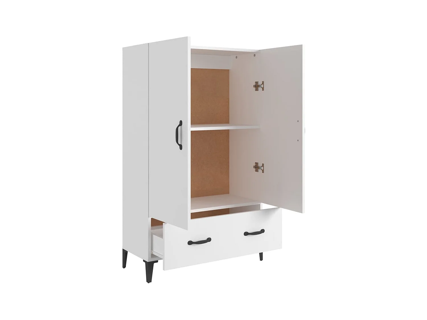 Hoge kast 70x31x115 cm bewerkt hout wit