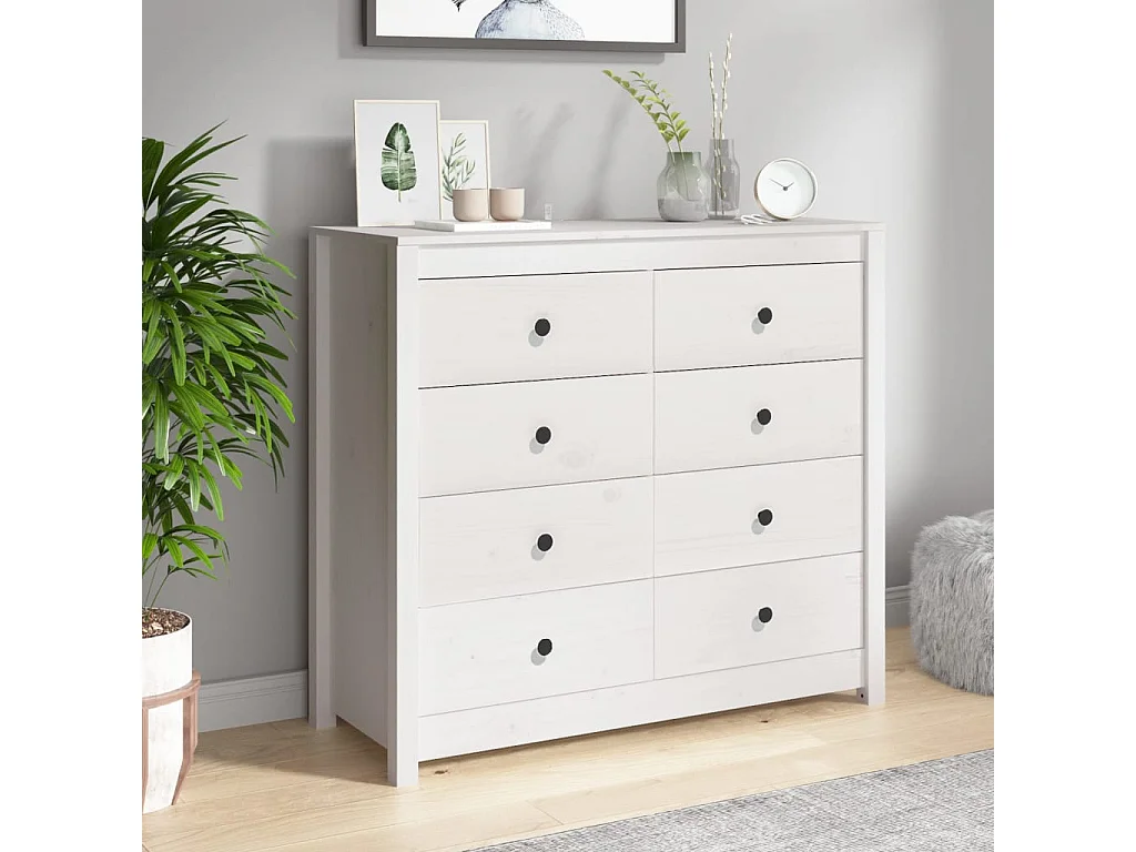 Armoire latérale Blanc 100x40x90 cm Bois de pin massif