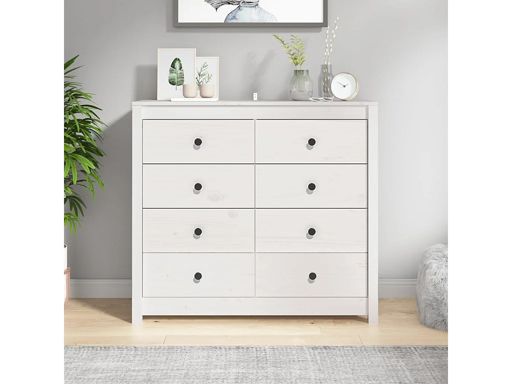 Armario auxiliar madera maciza de pino blanco 100x40x90 cm