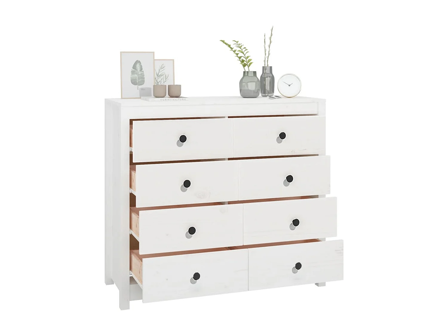 Armario auxiliar madera maciza de pino blanco 100x40x90 cm