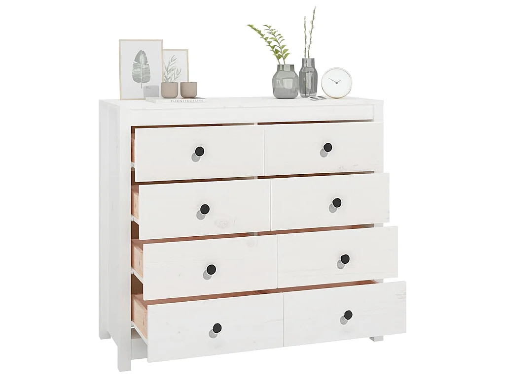Armario auxiliar madera maciza de pino blanco 100x40x90 cm