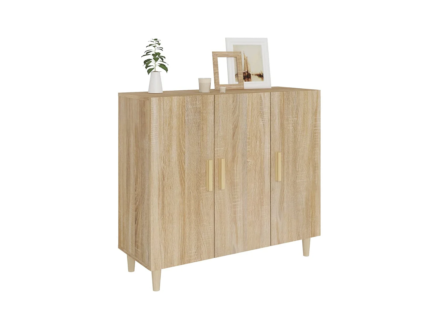 Dressoir 90x34x80 cm bewerkt hout sonoma eikenkleurig