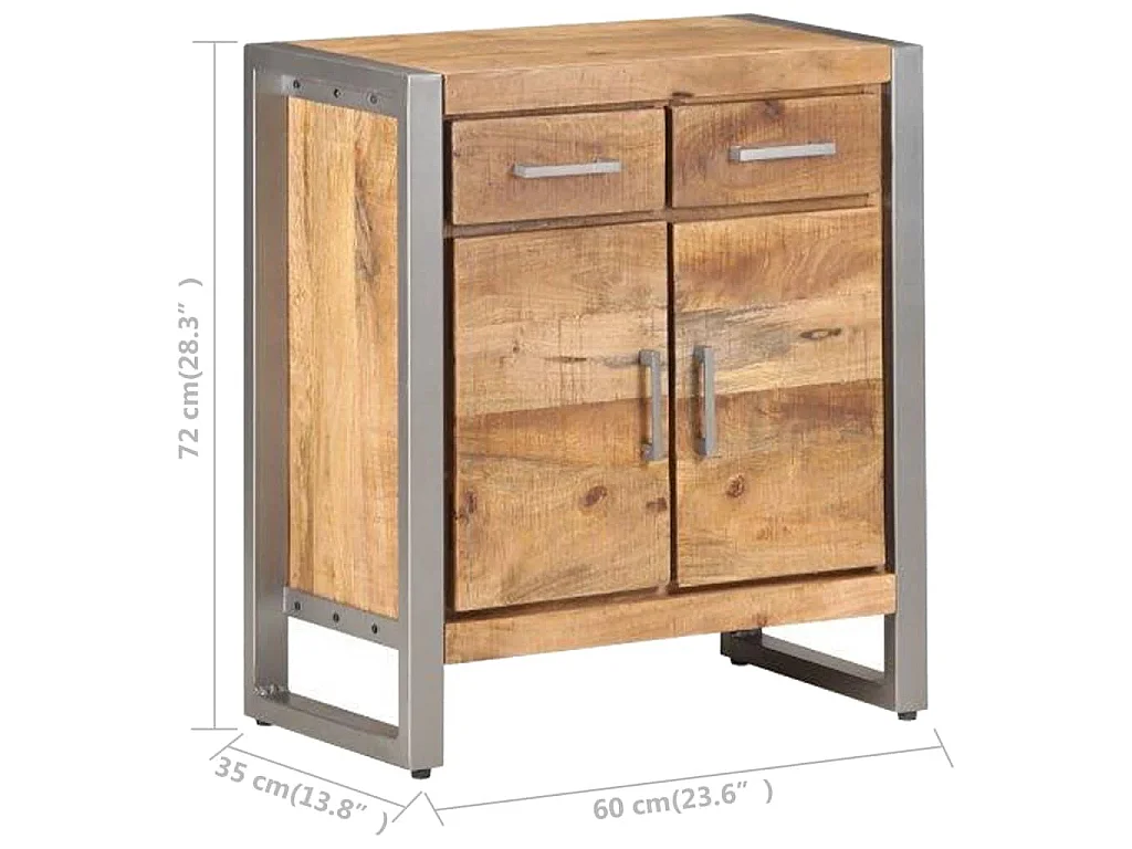 Credenza 60x35x72 cm in Legno di Mango Grezzo