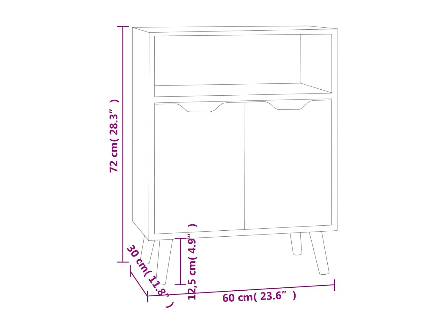 Buffet blanc et chêne sonoma 60x30x72 cm bois d'ingénierie