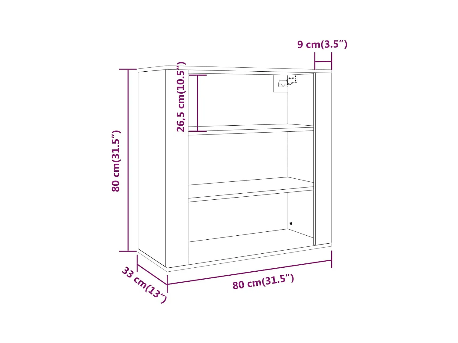 Armoire murale Sonoma gris 80x33x80 cm Bois d'ingénierie