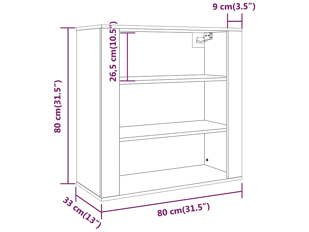 Armoire murale Sonoma gris 80x33x80 cm Bois d'ingénierie