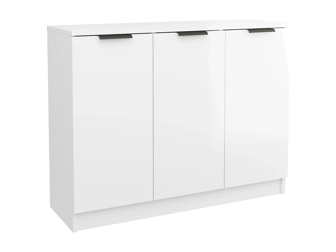 Credenza Bianco Lucido 90,5x30x70 cm in Legno Multistrato