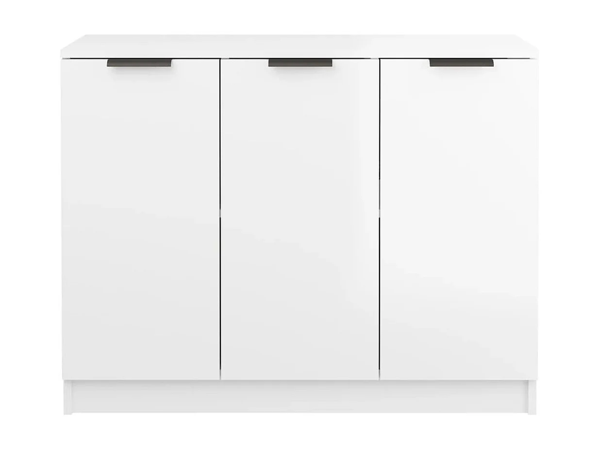 Credenza Bianco Lucido 90,5x30x70 cm in Legno Multistrato