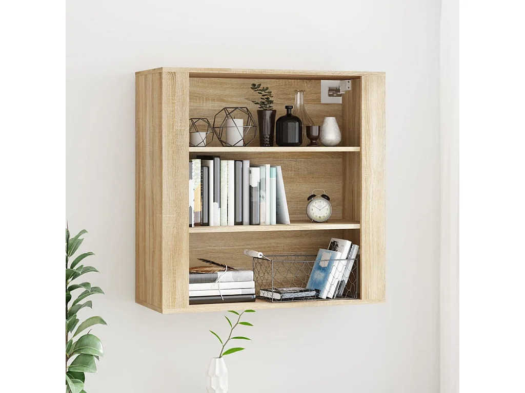 Wandkast 80x33x80 cm bewerkt hout sonoma eikenkleurig