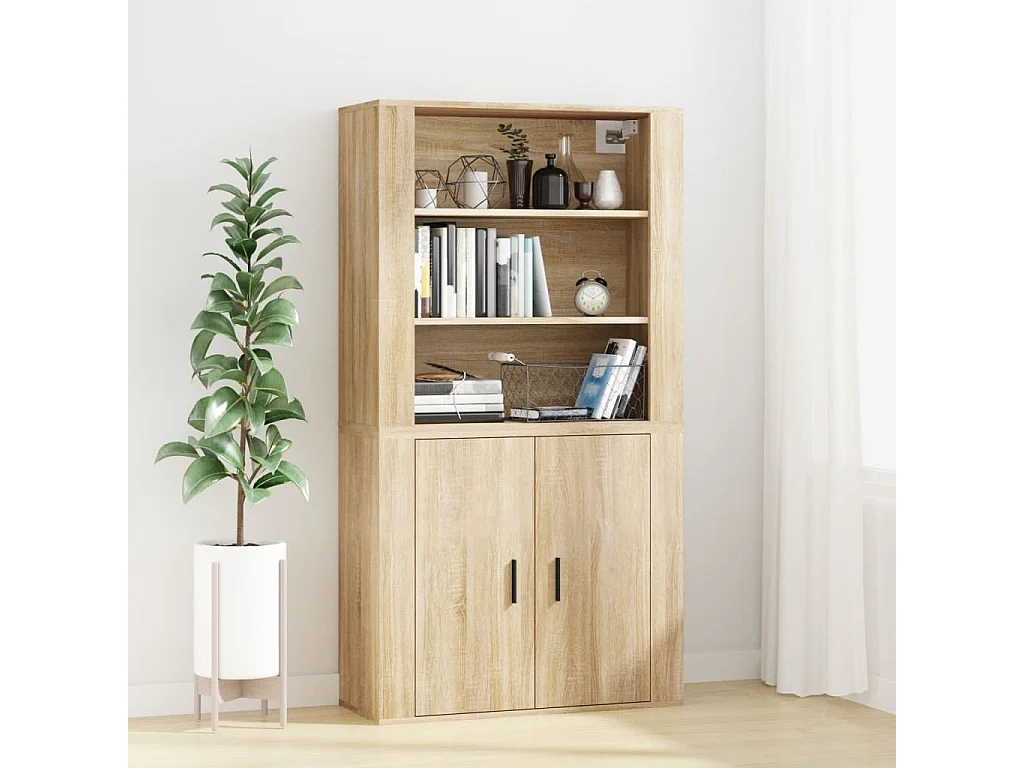 Wandkast 80x33x80 cm bewerkt hout sonoma eikenkleurig