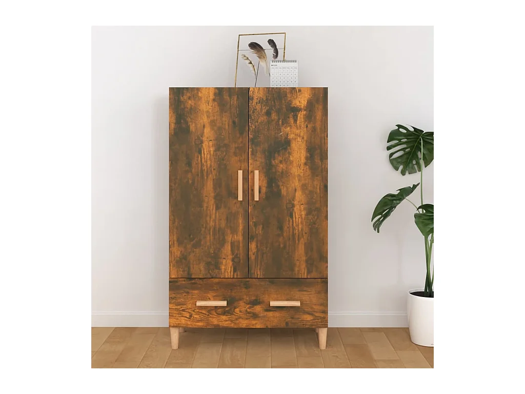 Buffet haut Chêne fumé 70x31x115 cm Bois d'ingénierie